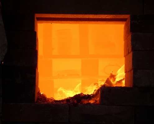 A view inside Brian Nettles' Anagama Kiln