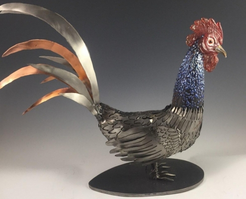 Ridgewalker Glass sculpture of rooster
