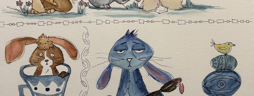 Watercolor Easter Bunnies